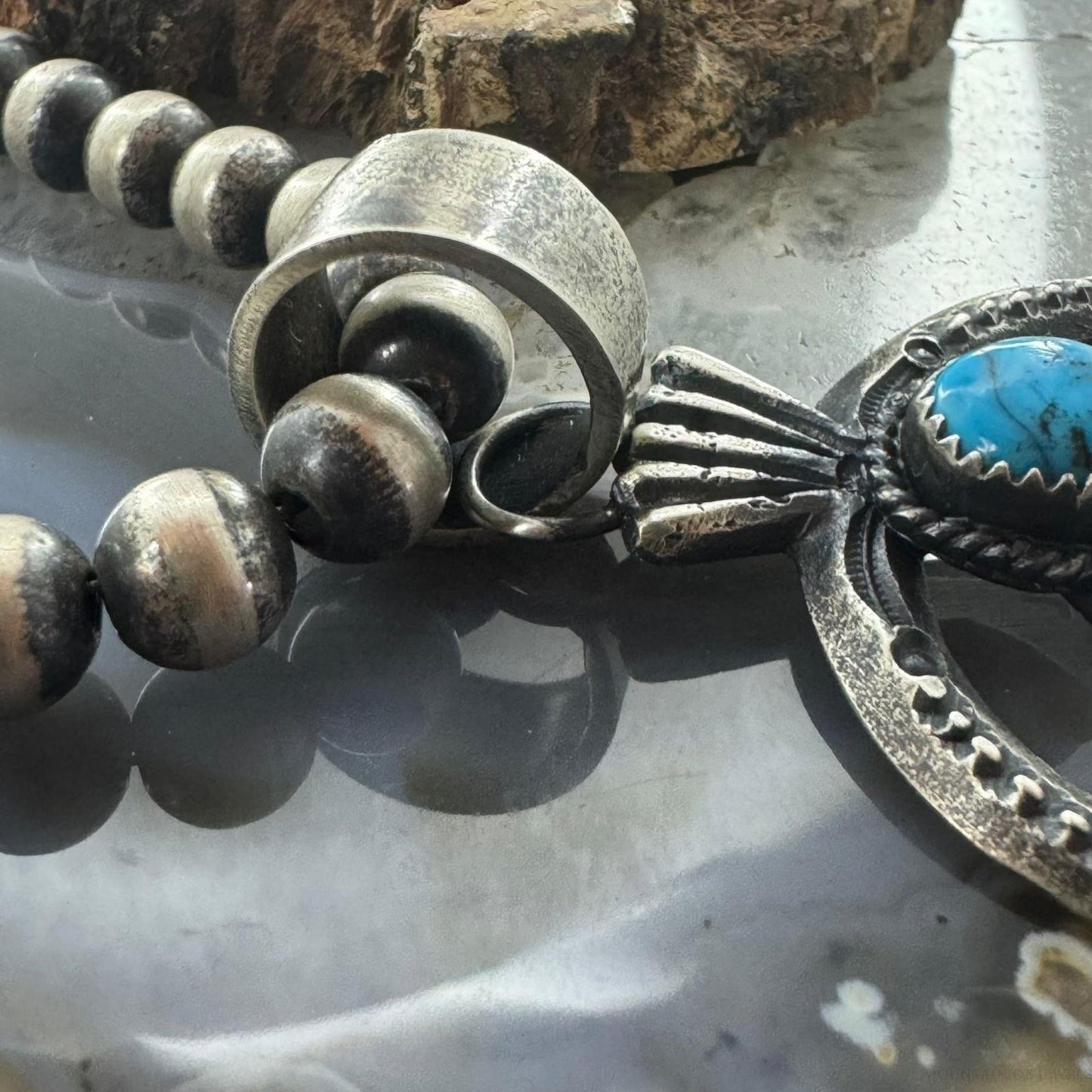 Eva & Linberg Billah Native American Sterling Turquoise Unisex Naja Pendant #3