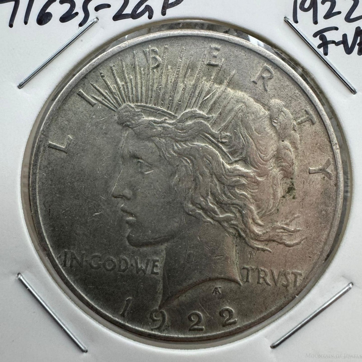 1922 US 90% Peace Silver Dollar F-VF #71625-2GP