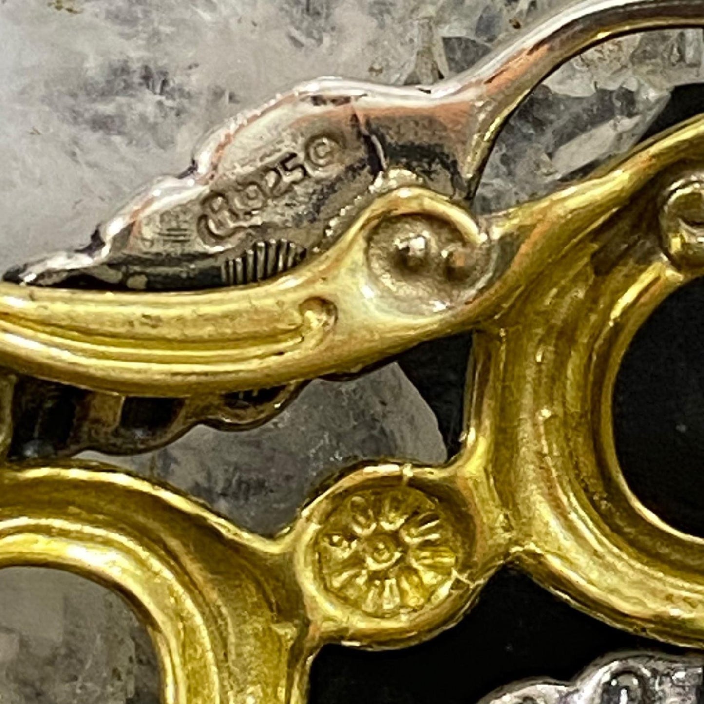 Carolyn Pollack Vintage Sterling Silver & Brass Floral Design Bracelet For Women
