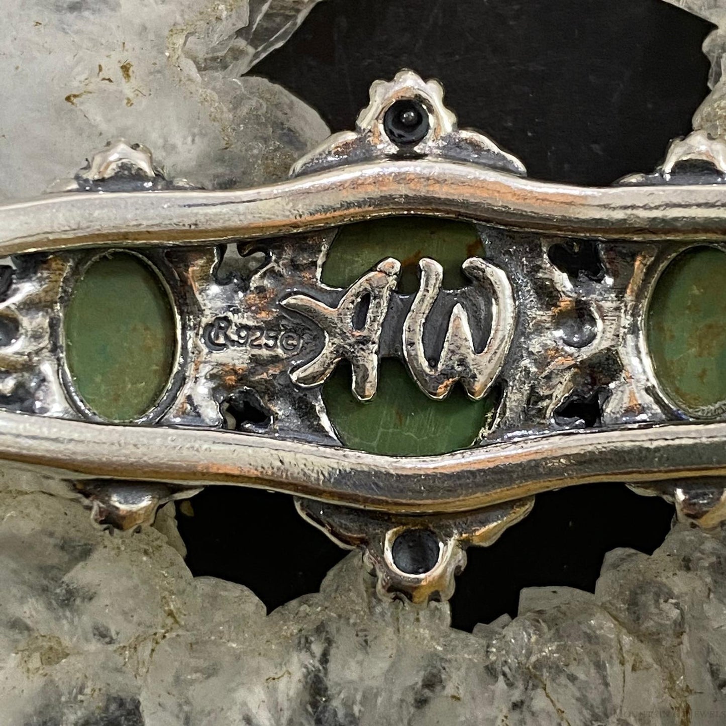 Carolyn Pollack Vintage Southwestern Style Sterling Silver Turquoise Decorated Bracelet