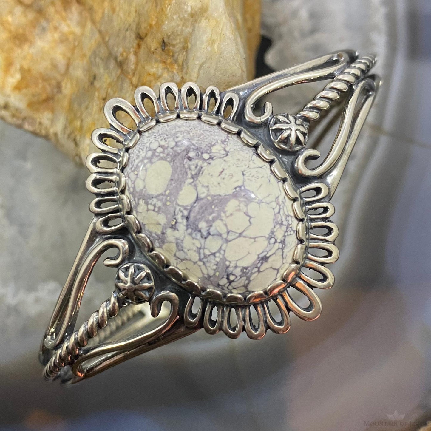 Carolyn Pollack Sterling Silver Large Oval Howlite Decorated Bracelet For Women