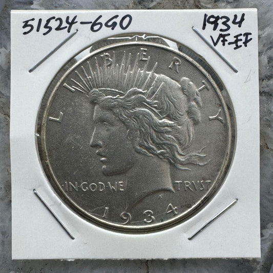 1934 90% US Peace Silver Dollar VF-EF #51524-6GO