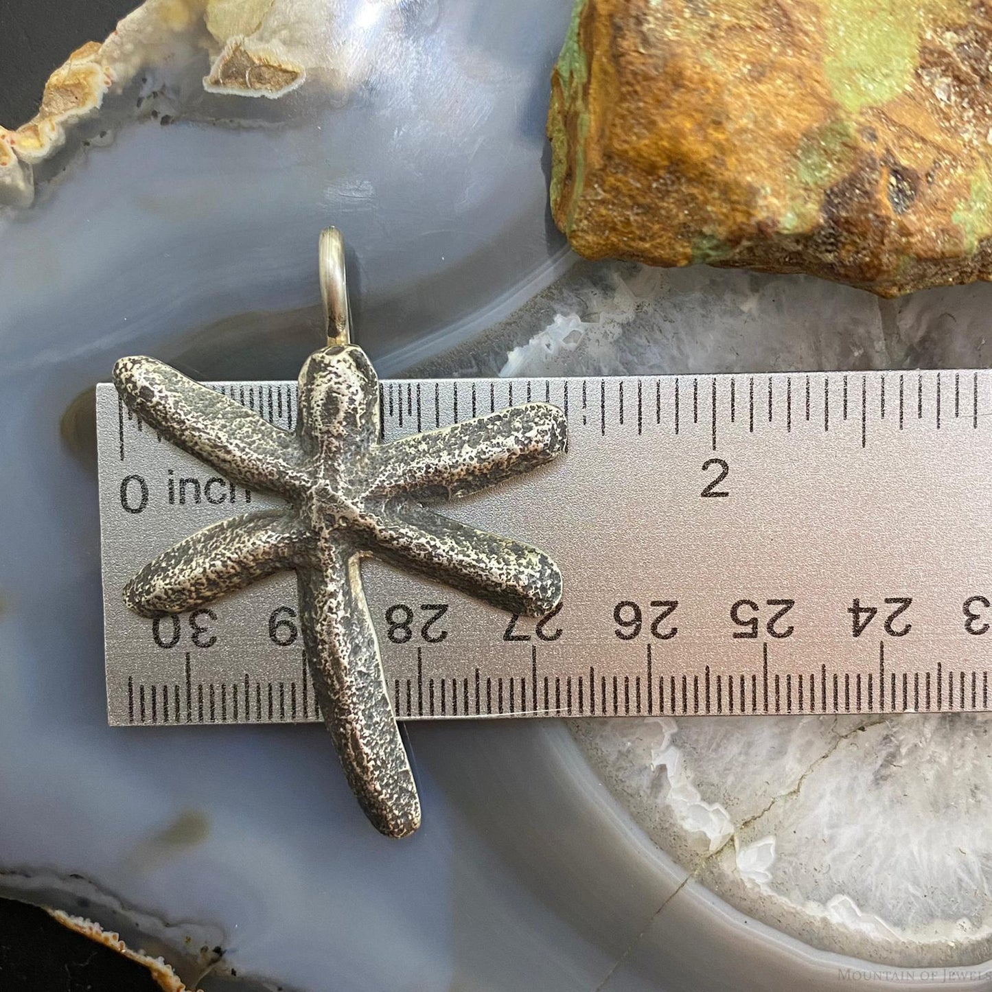 Ira Custer Native American Sterling Silver Tufa Cast Unisex Dragonfly Pendant