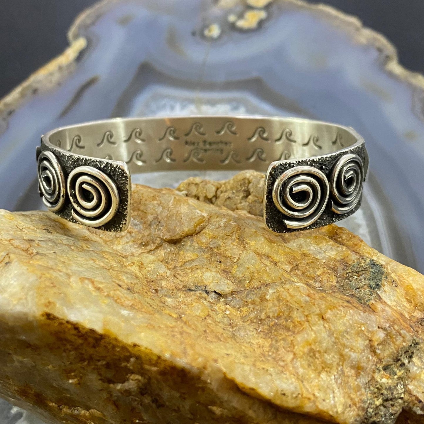 Alex Sanchez Native American Sterling Silver Petroglyph Bracelet For Women #4