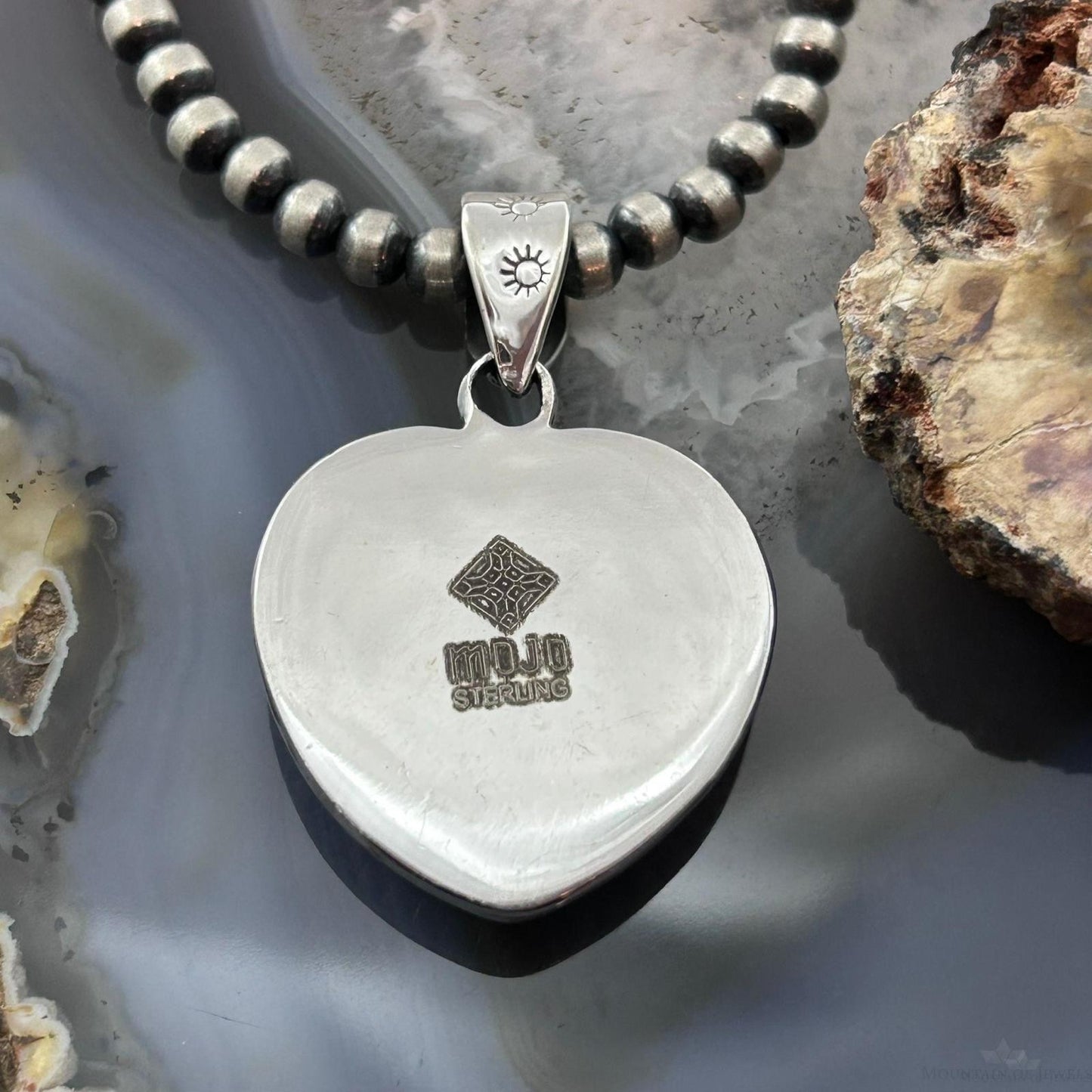 Sterling Silver Southwestern Style Lapis Heart Decorated Pendant For Women