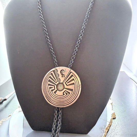 Vintage Hopi Native American Sterling Silver Man in the Maze Bolo Tie For Men