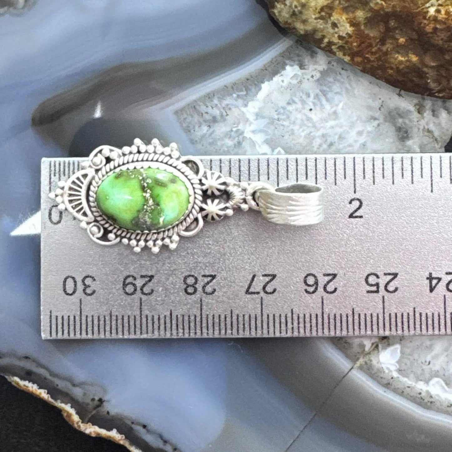 Sterling Silver Southwestern Style Sonora Gold Turquoise Decorated Pendant For Women