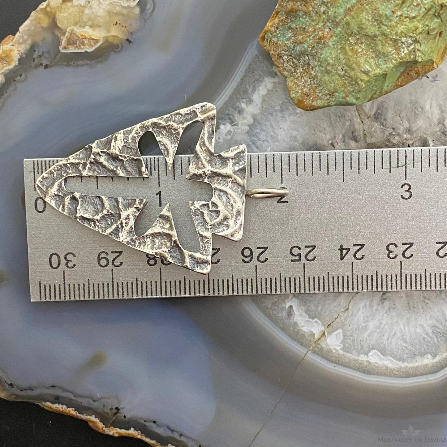 Cheyenne Custer Navajo Sterling Silver Tufa Cast Arrowhead Unisex Pendant