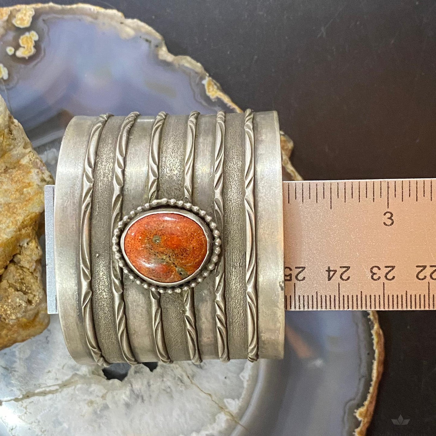 Tawney Cruz-Willie Sterling Silver Spiny Oyster Stamped Wide Bracelet For Women