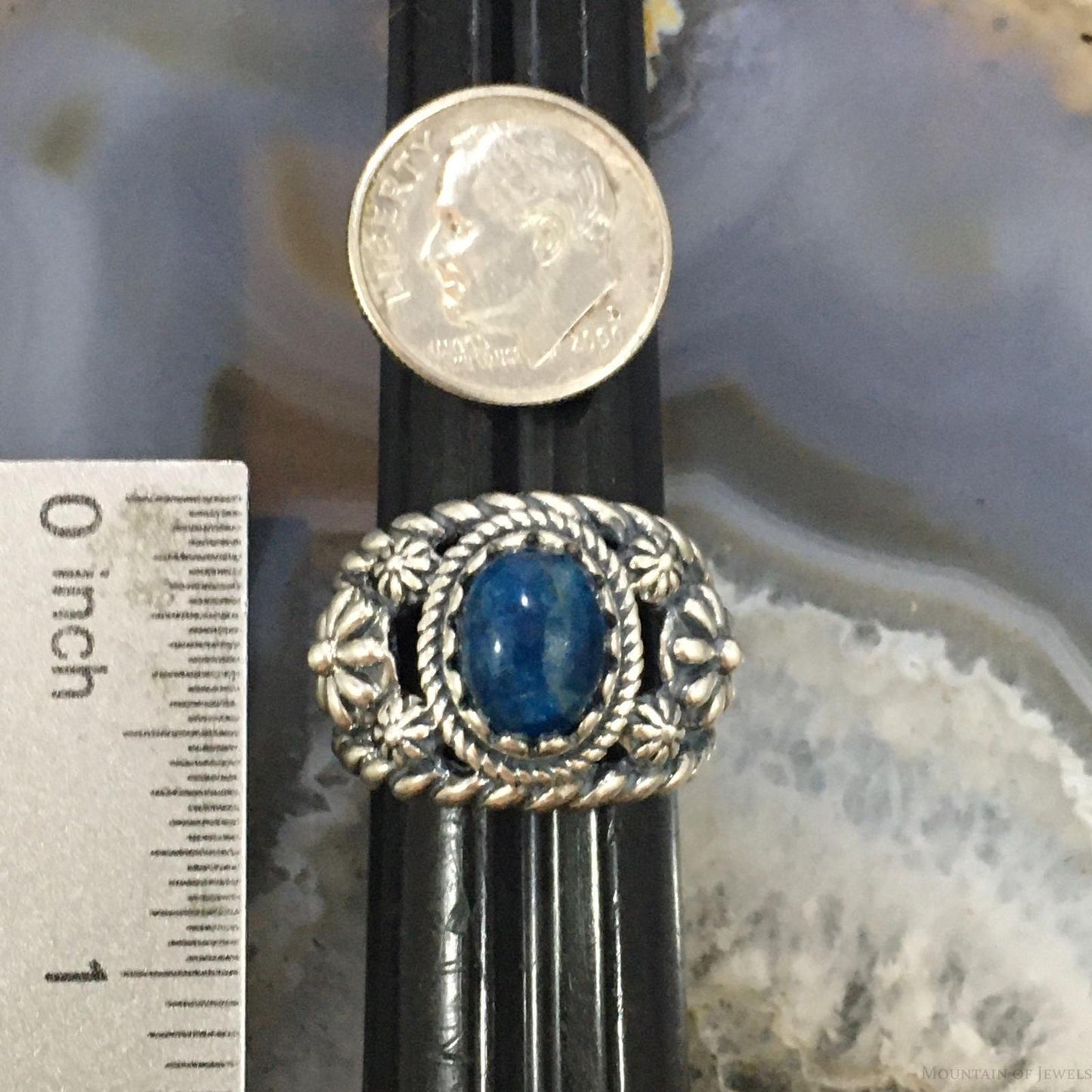 Carolyn Pollack Vintage Southwestern Style Sterling Silver Oval Apatite Decorated Ring For Women