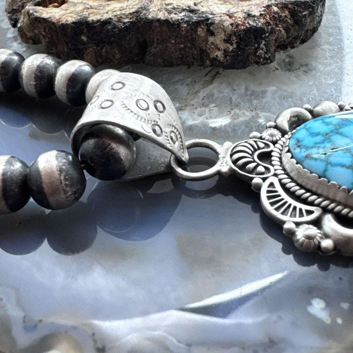 Sterling Silver Southwestern Style Large Egg-shape Kingman Turquoise Pendant For Women