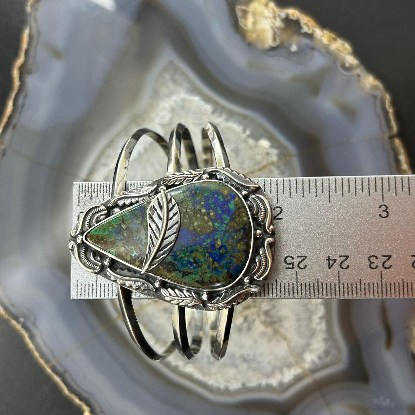 Sterling Silver Southwestern Style Large Teardrop Shattuckite Bracelet For Women