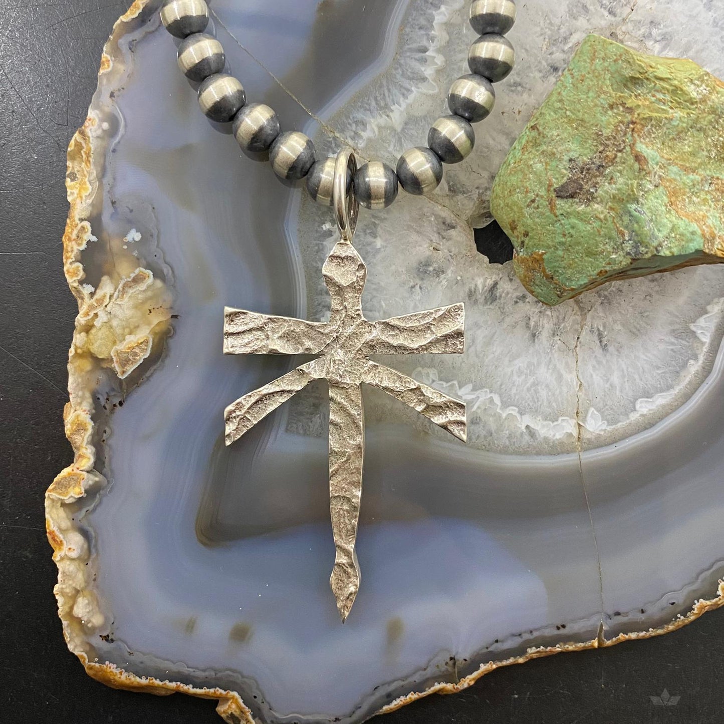 Ira Custer Native American Sterling Silver Tufa Cast Dragonfly Unisex Pendant