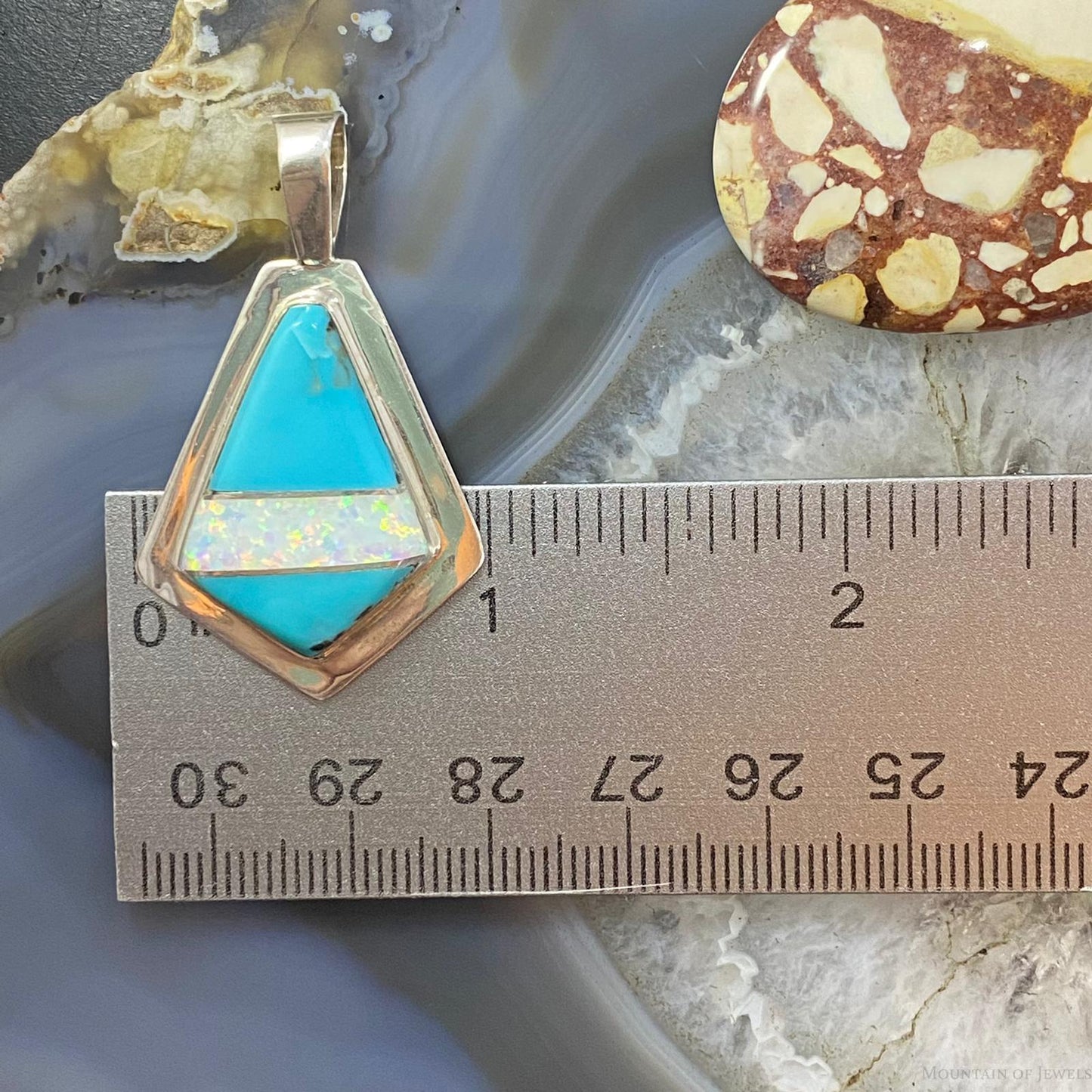 Christine Wolf Sterling Silver Turquoise & Opal Inlay Kite Pendant For Women