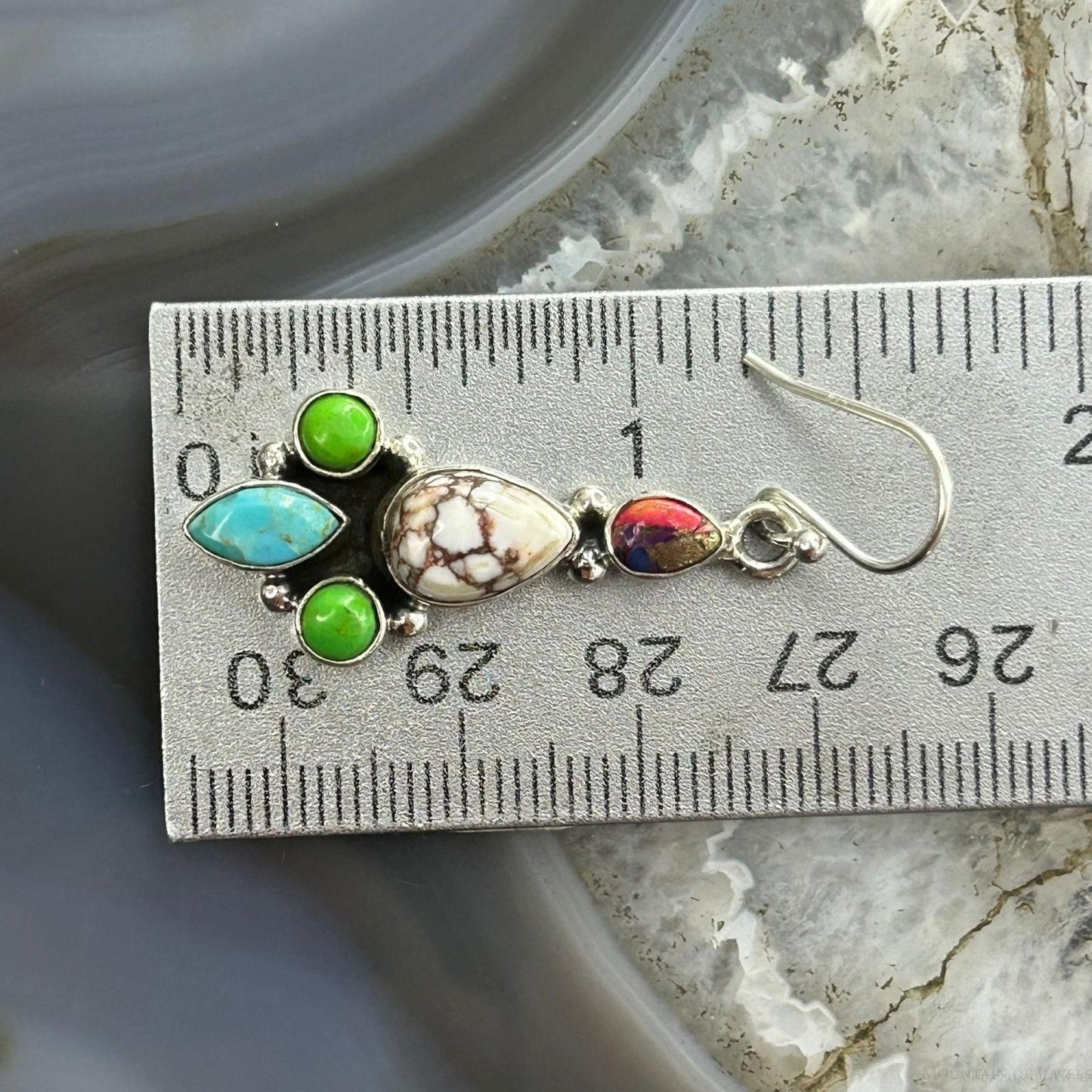 Sterling Silver Southwestern Style Multistone Dangle Earrings For Women #9