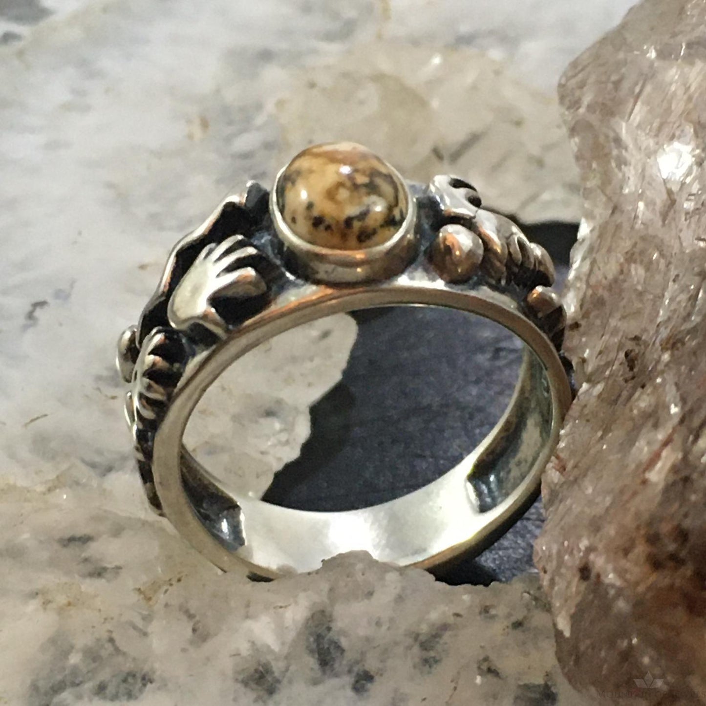 Jody Naranjo Vintage Southwestern Style Sterling Silver Picture Jasper Petroglyph Ring For Women #2