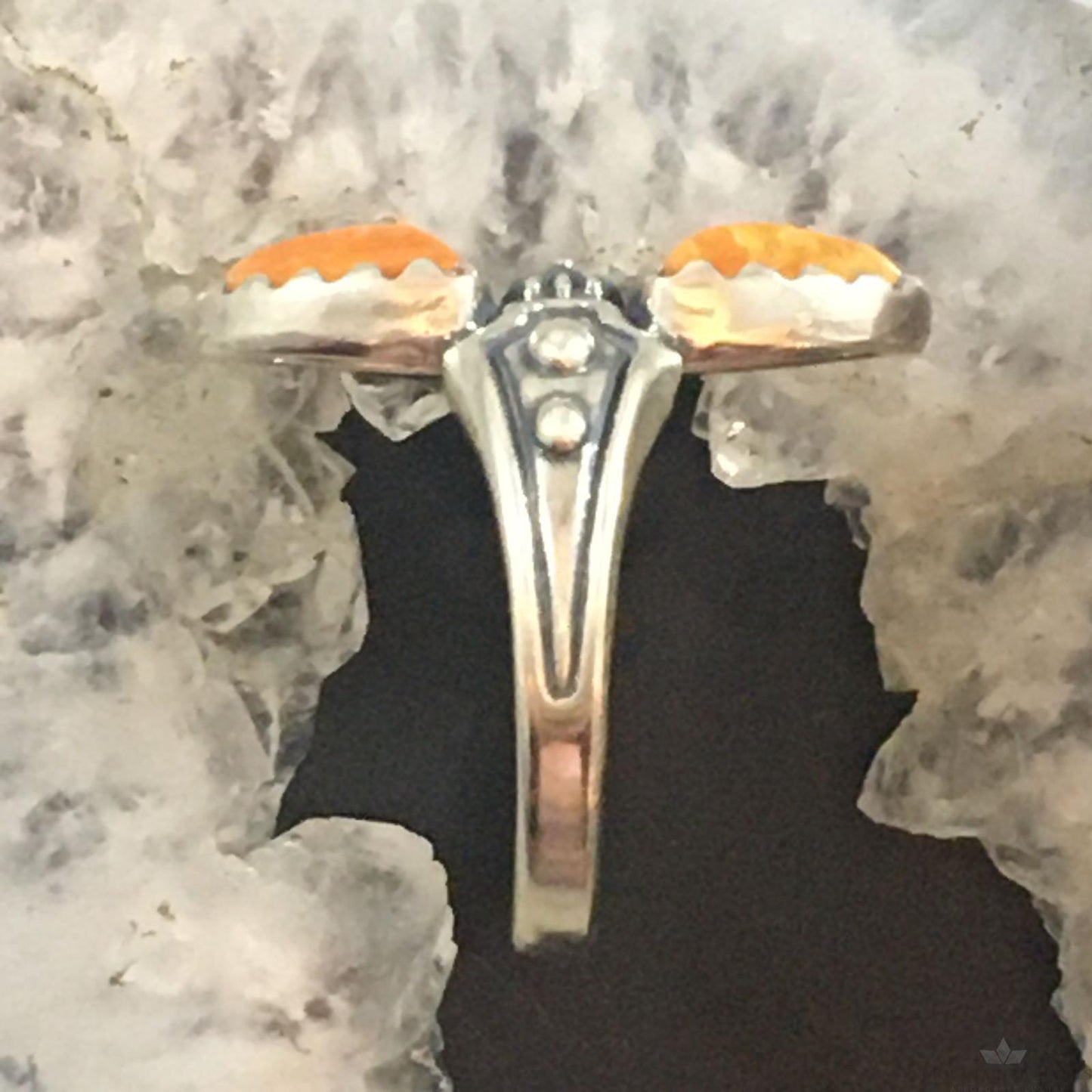 Carolyn Pollack Southwestern Style Sterling Silver Orange Spiny Oyster Ring For Women