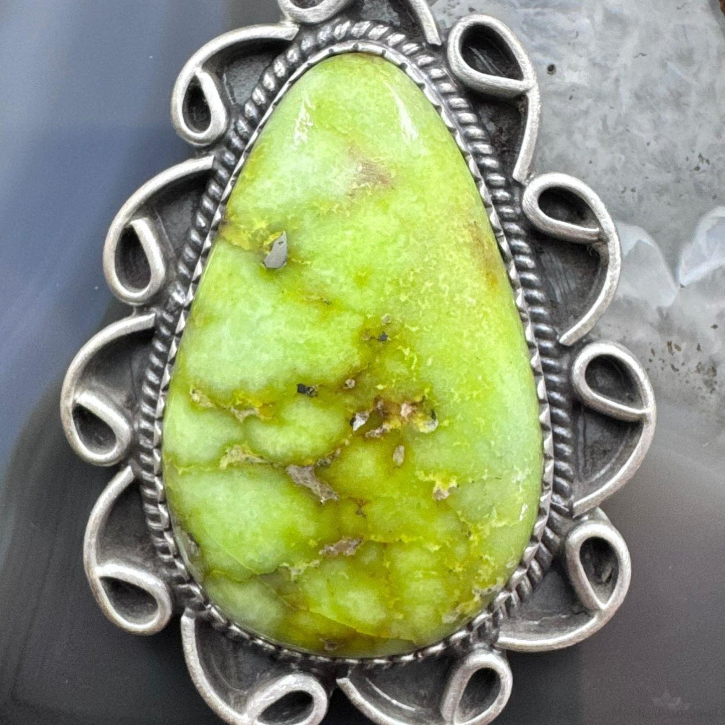 Sterling Silver Southwestern Style Large Teardrop Palomino Pendant For Women