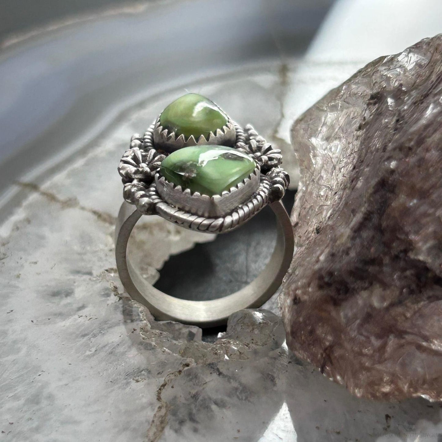 Sterling Silver Southwestern Style 2 Sonora Gold Turquoise Adjustable Ring For Women #9