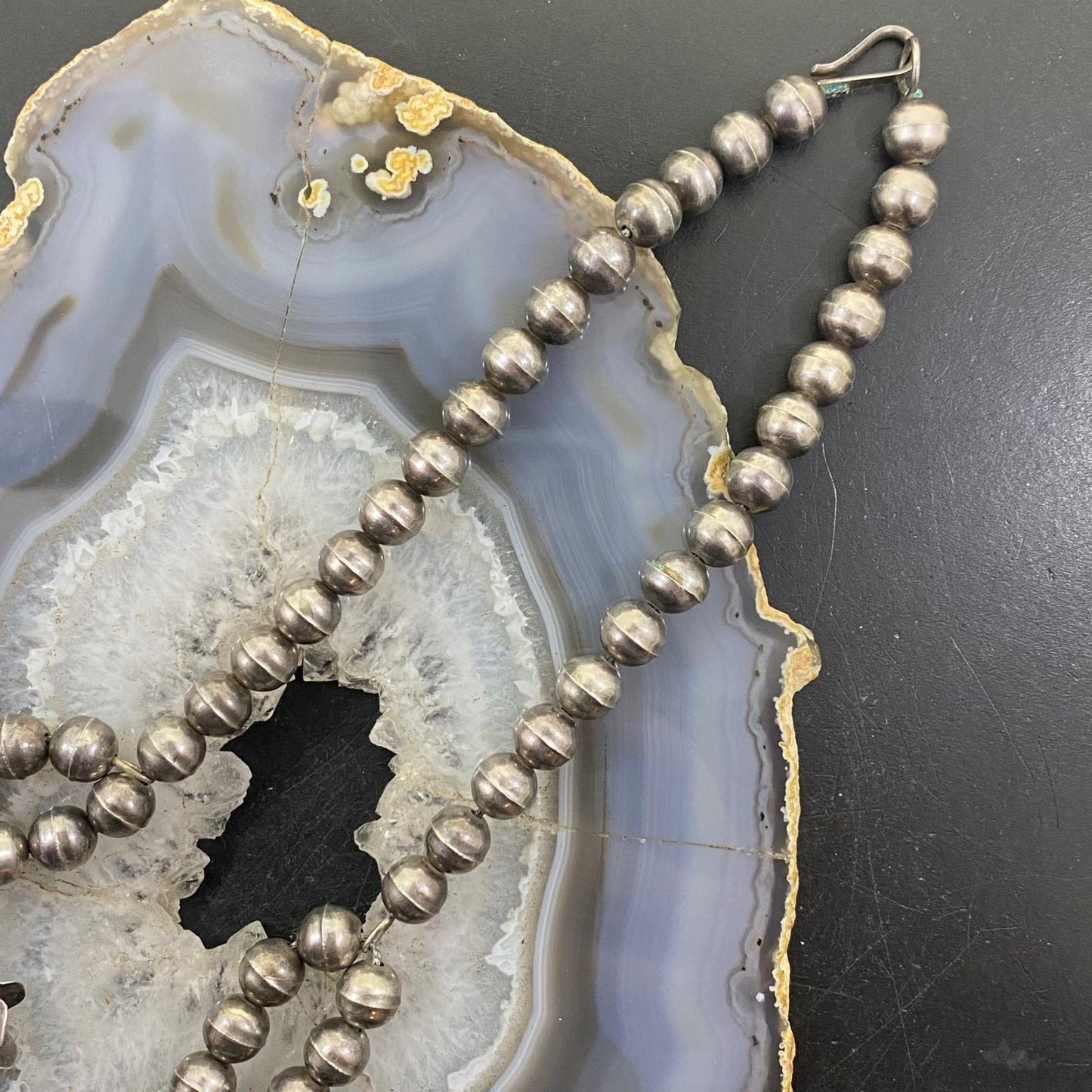 Antique Native American Silver Turquoise Squash Blossom Necklace For Women