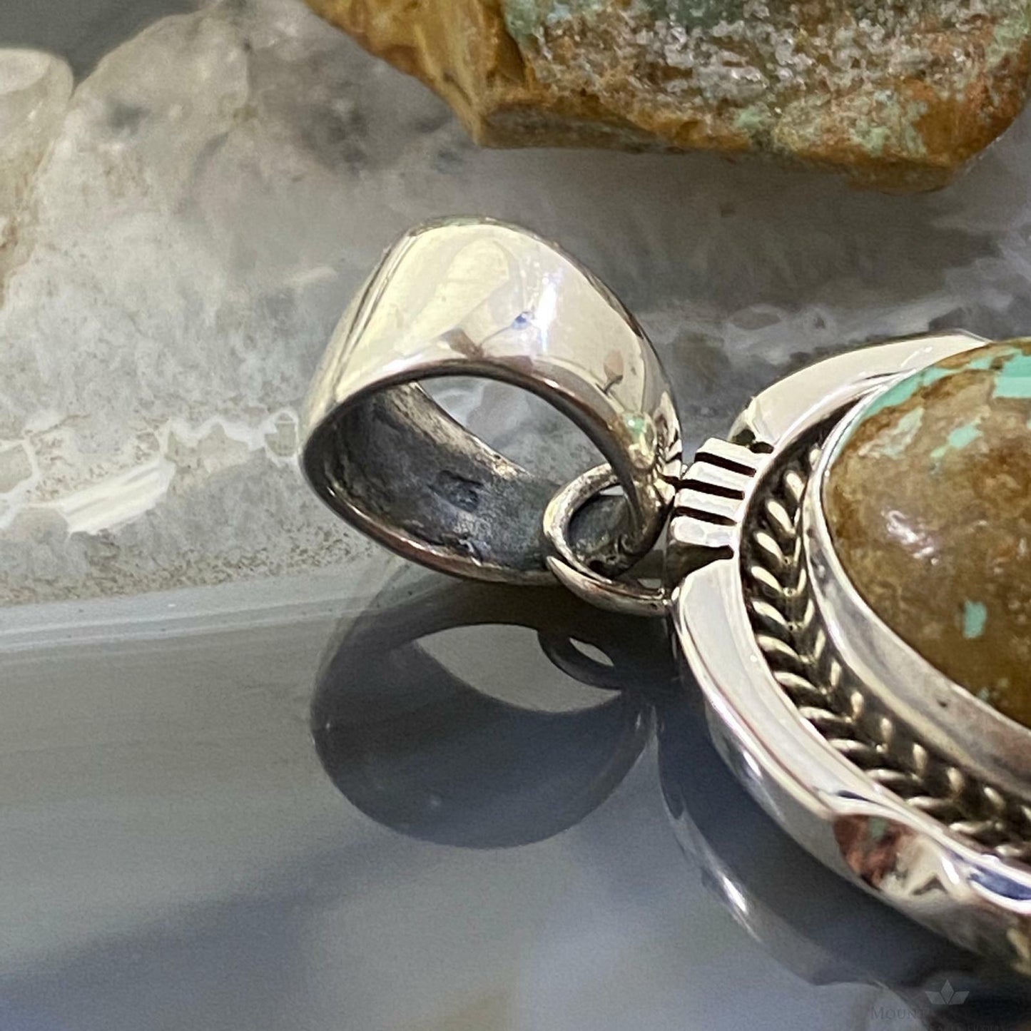 Wydell Billie Sterling Silver Oval Turquoise w/Brown Matrix Unisex Pendant