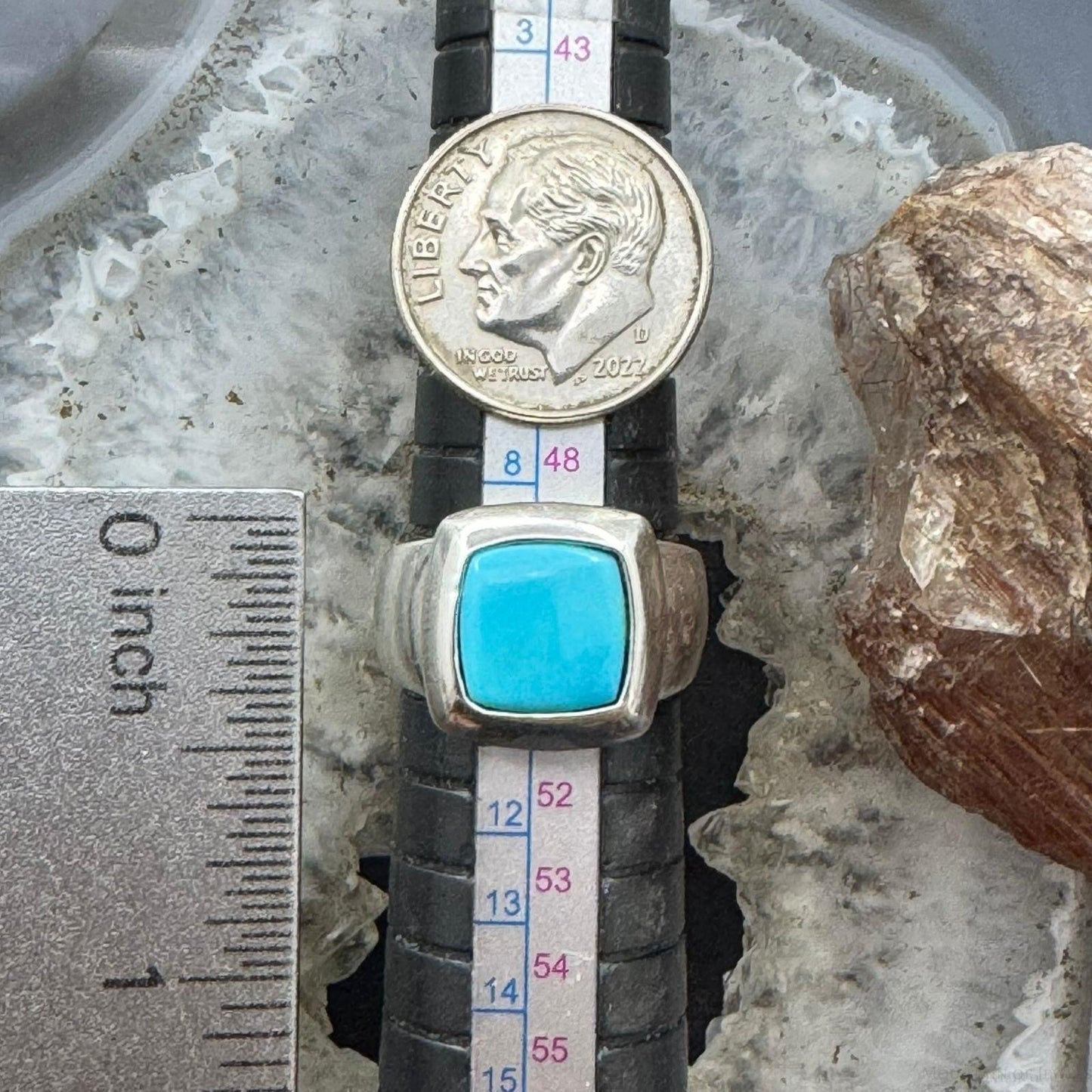 Carolyn Pollack Southwestern Style Sterling Silver Square Turquoise Ring For Women