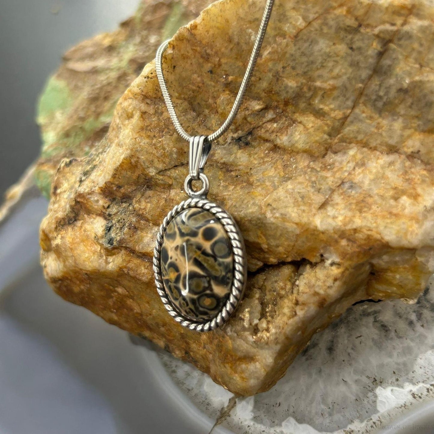 Carolyn Pollack Sterling Silver Picture Jasper Pendant with 16" Necklace For Women