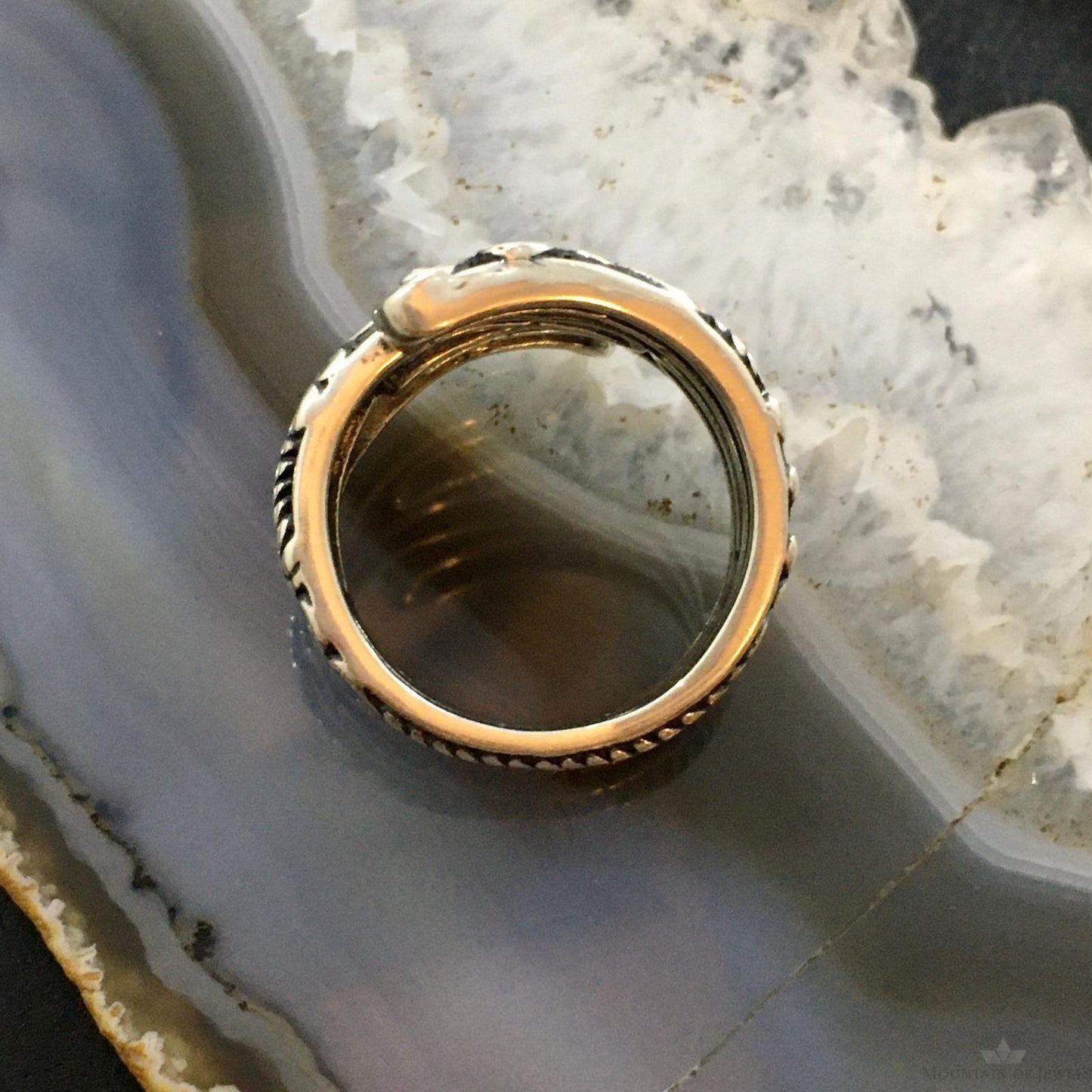 Carolyn Pollack Southwestern Style Sterling Silver Decorated Coil Ring For Women