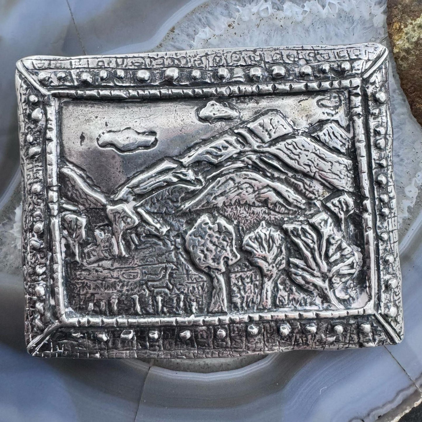 Claire Haye Vintage Silver "Sacred Trust" Rectangle Unisex Heavy Belt Buckle