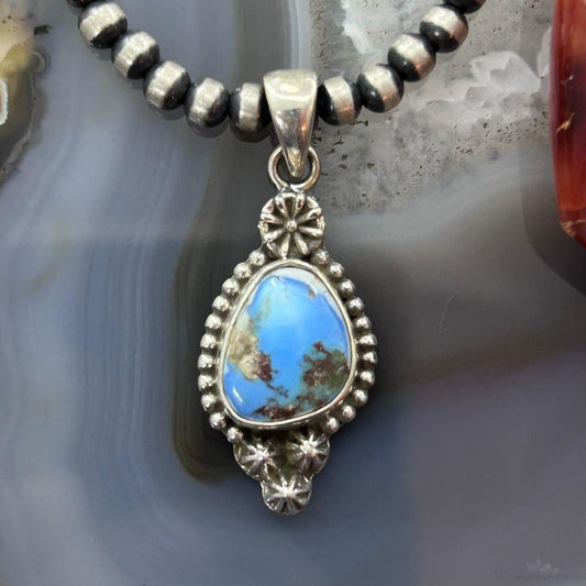Sterling Silver Southwestern Style Golden Hill Turquoise Decorated Pendant For Women