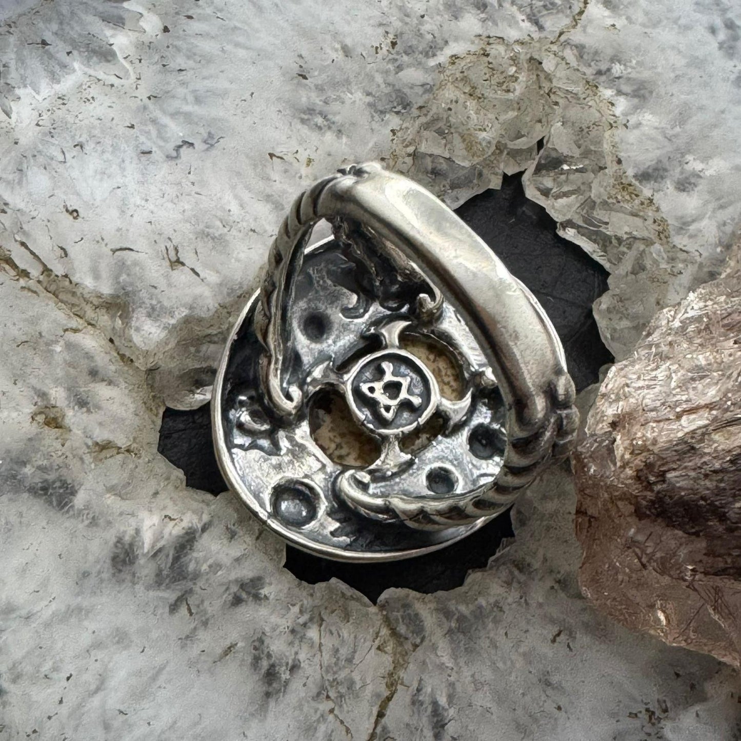 Carolyn Pollack Sterling Silver Oval Picture Jasper Petroglyph Ring For Women