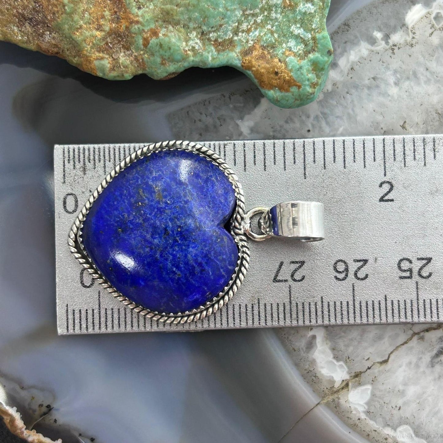 Sterling Silver Southwestern Style Lapis Lazuli Heart Pendant For Women #1