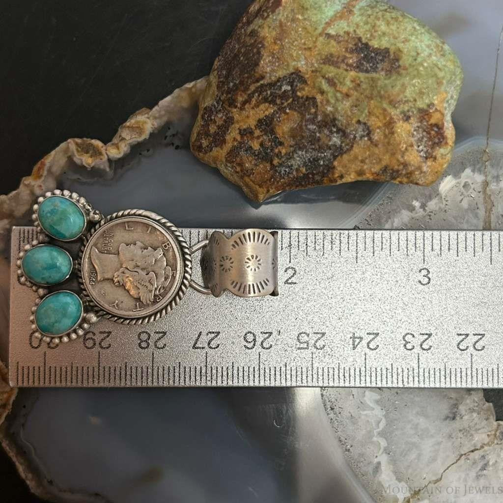 Genuine 1944 90% Silver Mercury Dime Coin Mohave Turquoise Unisex Pendant