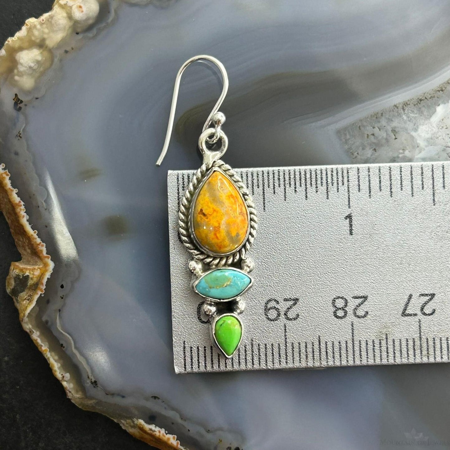 Sterling Silver Southwestern Style Multistone Dangle Earrings For Women #2