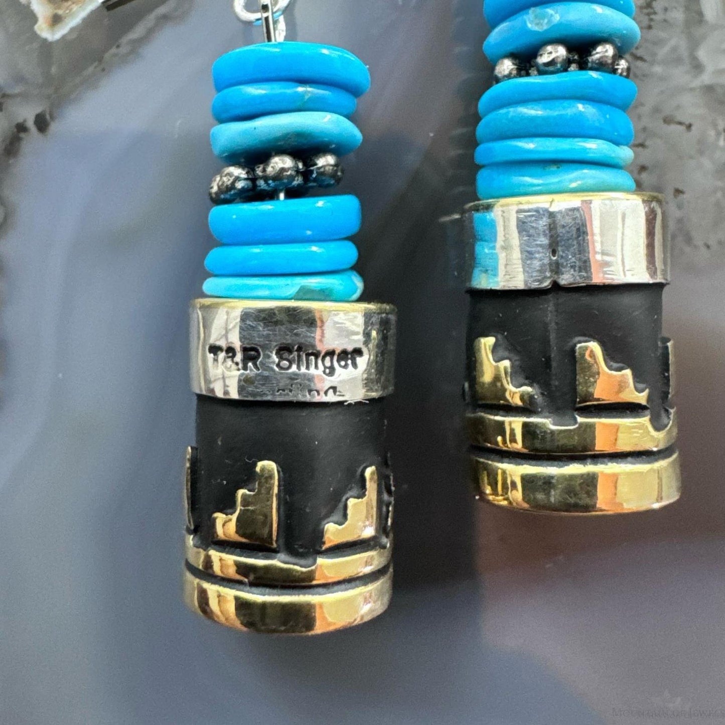 Tommy & Rosita Singer Sterling Silver Turquoise Beads Dangle Earrings For Women