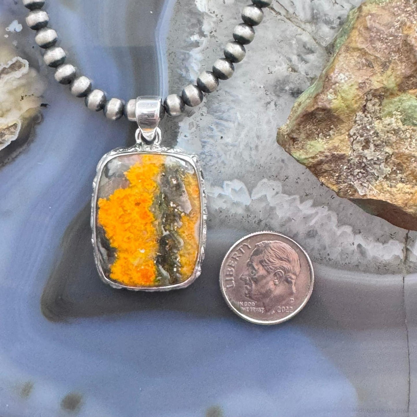 Sterling Silver Southwestern Style Rectangle Eclipse Jasper Pendant For Women