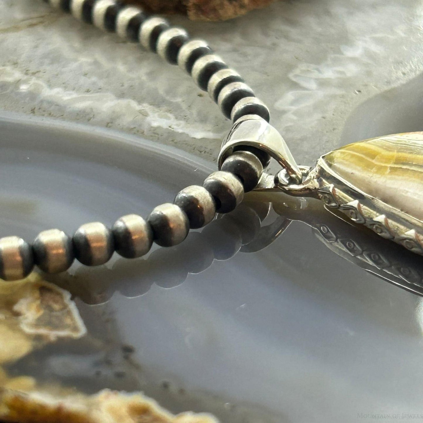 Sterling Silver Southwestern Style Teardrop Bumblebee Jasper Pendant For Women