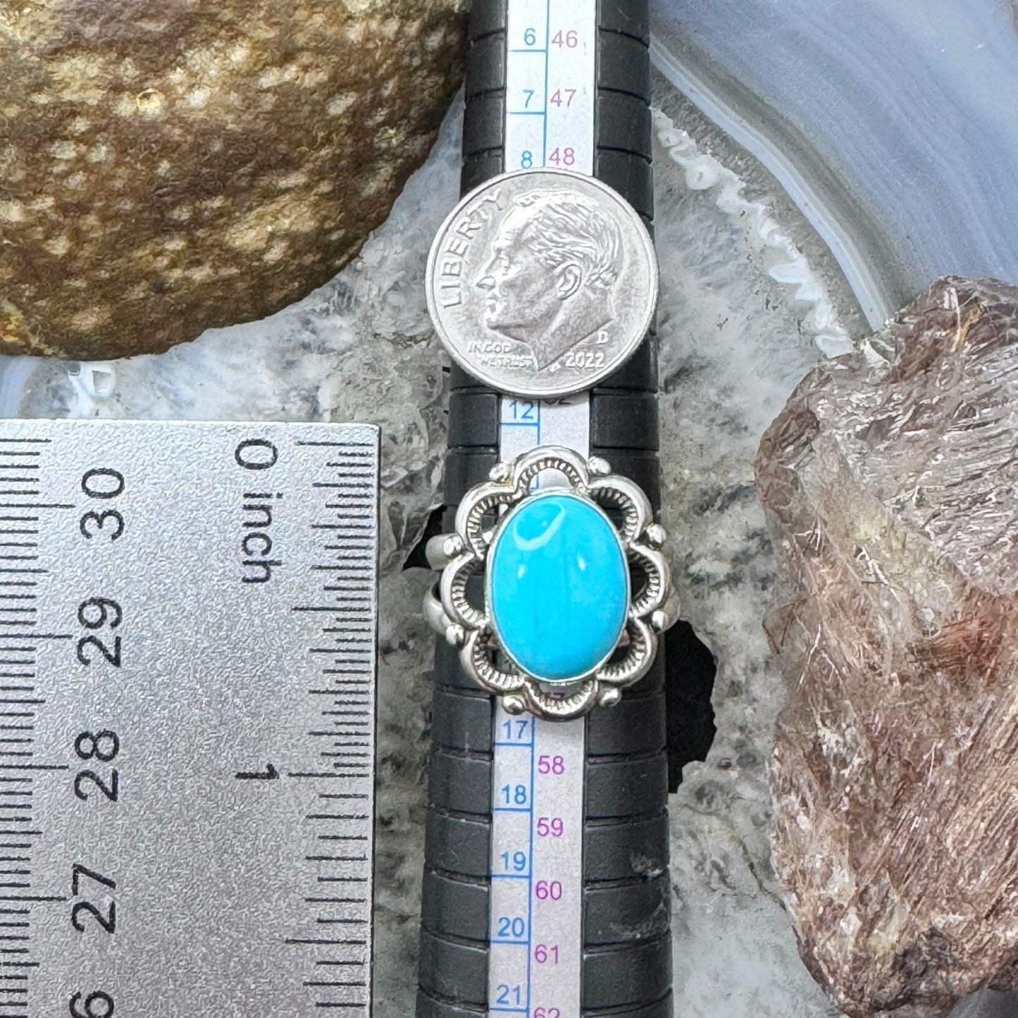 Carolyn Pollack Sterling Silver Sleeping Beauty Turquoise Flower Ring Size 7.25 For Women