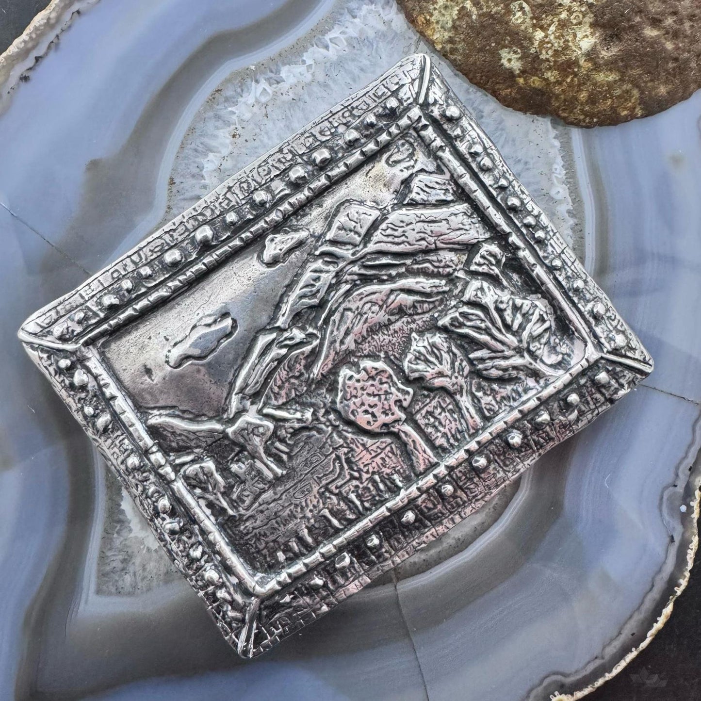 Claire Haye Vintage Silver "Sacred Trust" Rectangle Unisex Heavy Belt Buckle