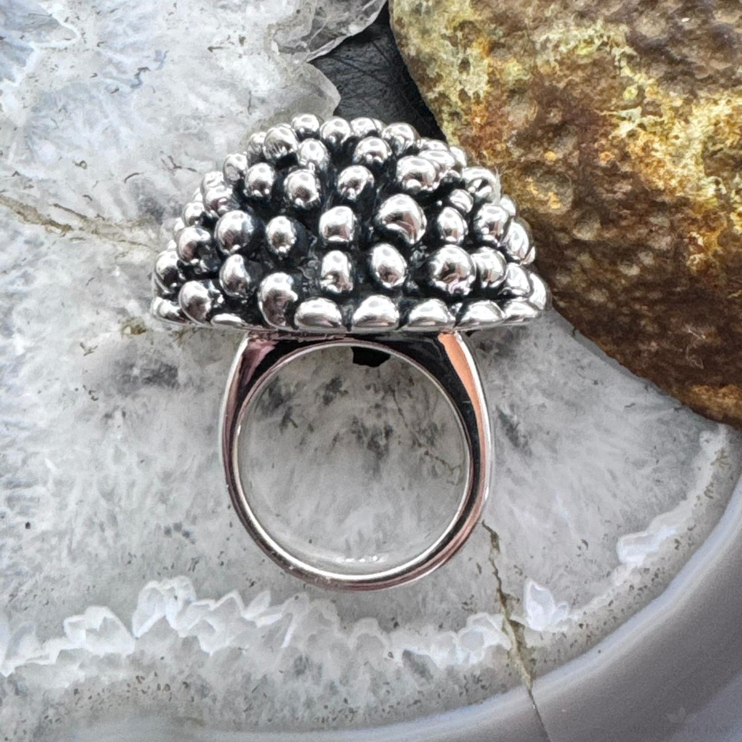 Sterling Silver Electroform Multi Ball Dome Fashion Ring For Women, Taxco Mexico