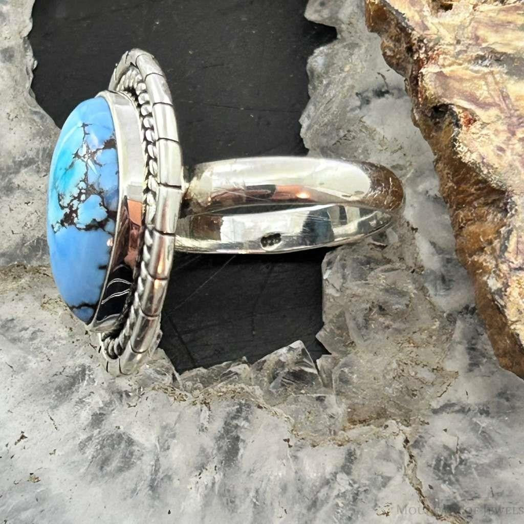 Sterling Silver Southwestern Style Golden Hill Turquoise Ring Size 8 For Women