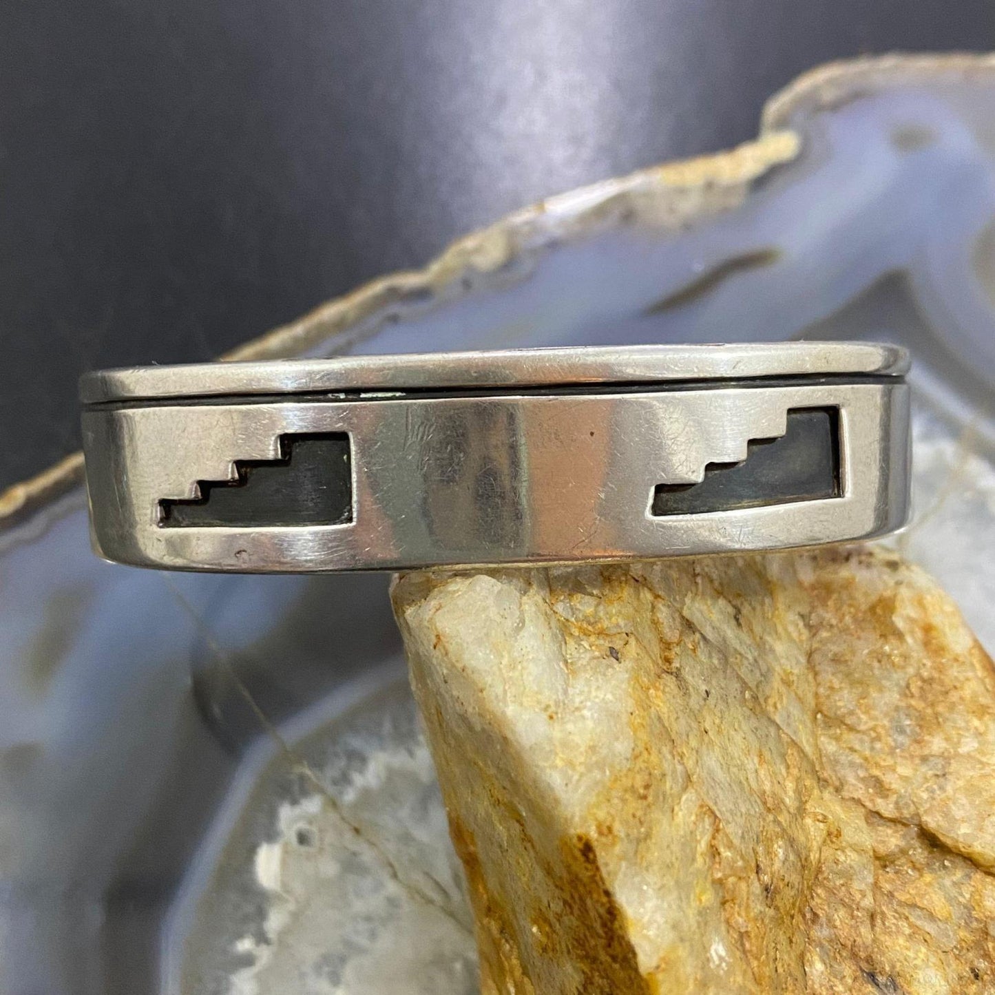 Joe H. Quintana Vintage Native American Silver Overlay Bracelet For Women #2
