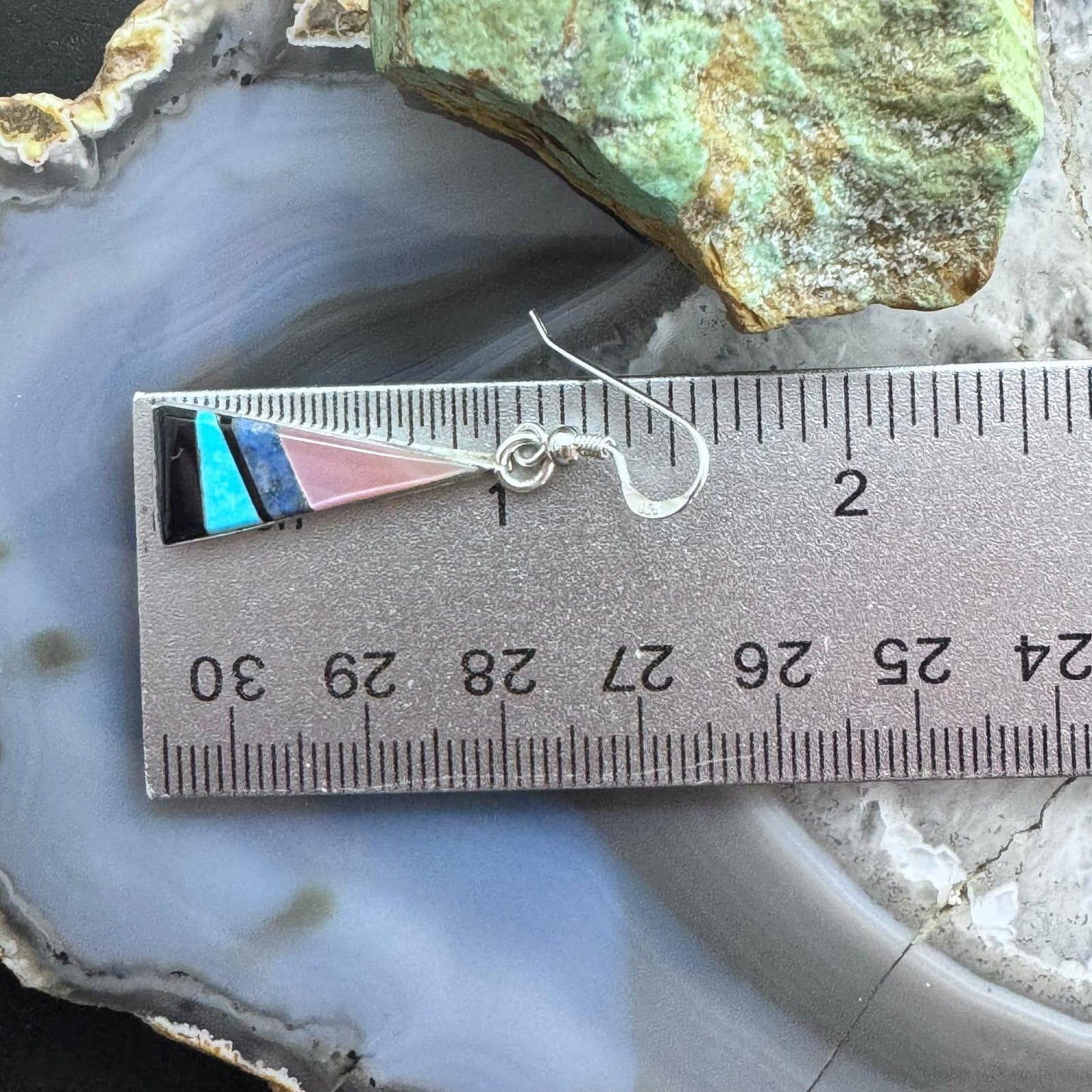 Starllie & Sheryl Edaakie Sterling Silver Multistone Inlay Dangle Earrings For Women #7