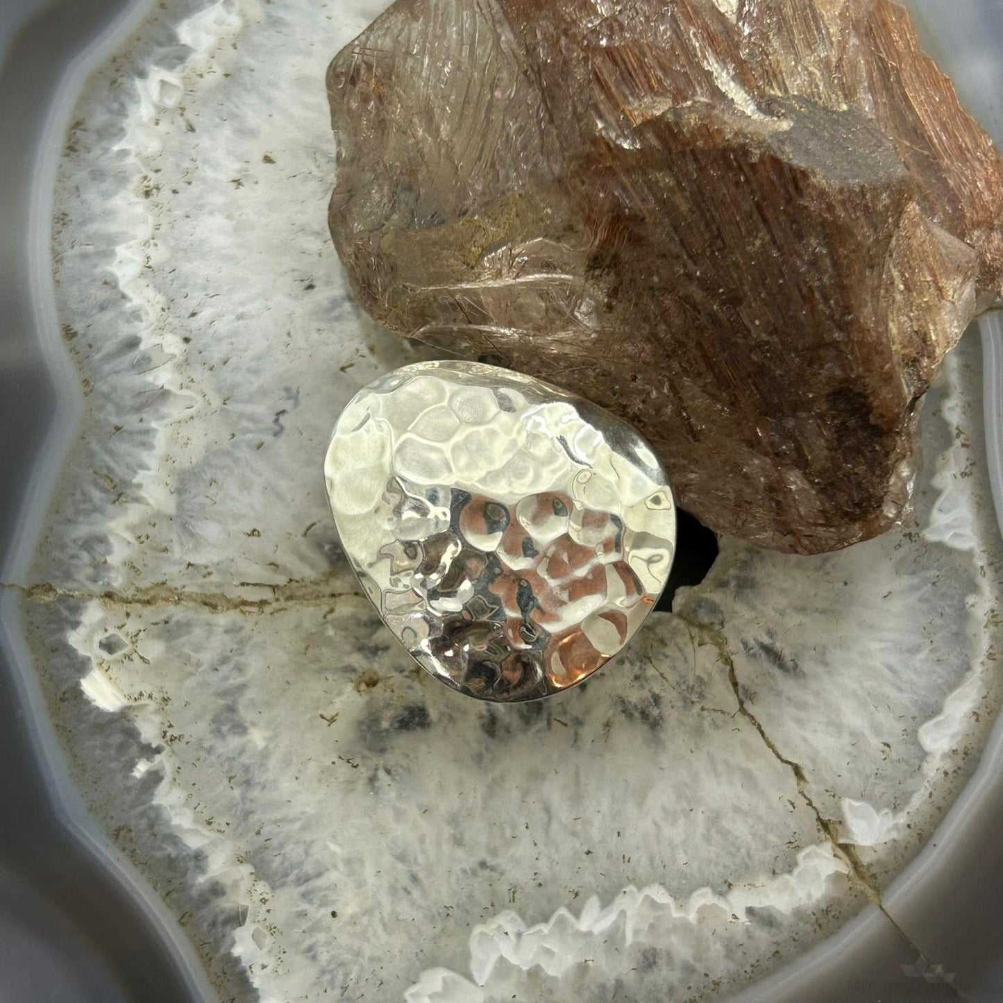 Sterling Silver Hammered Triangular Fashion Ring Sz 6.5 For Women, Taxco Mexico