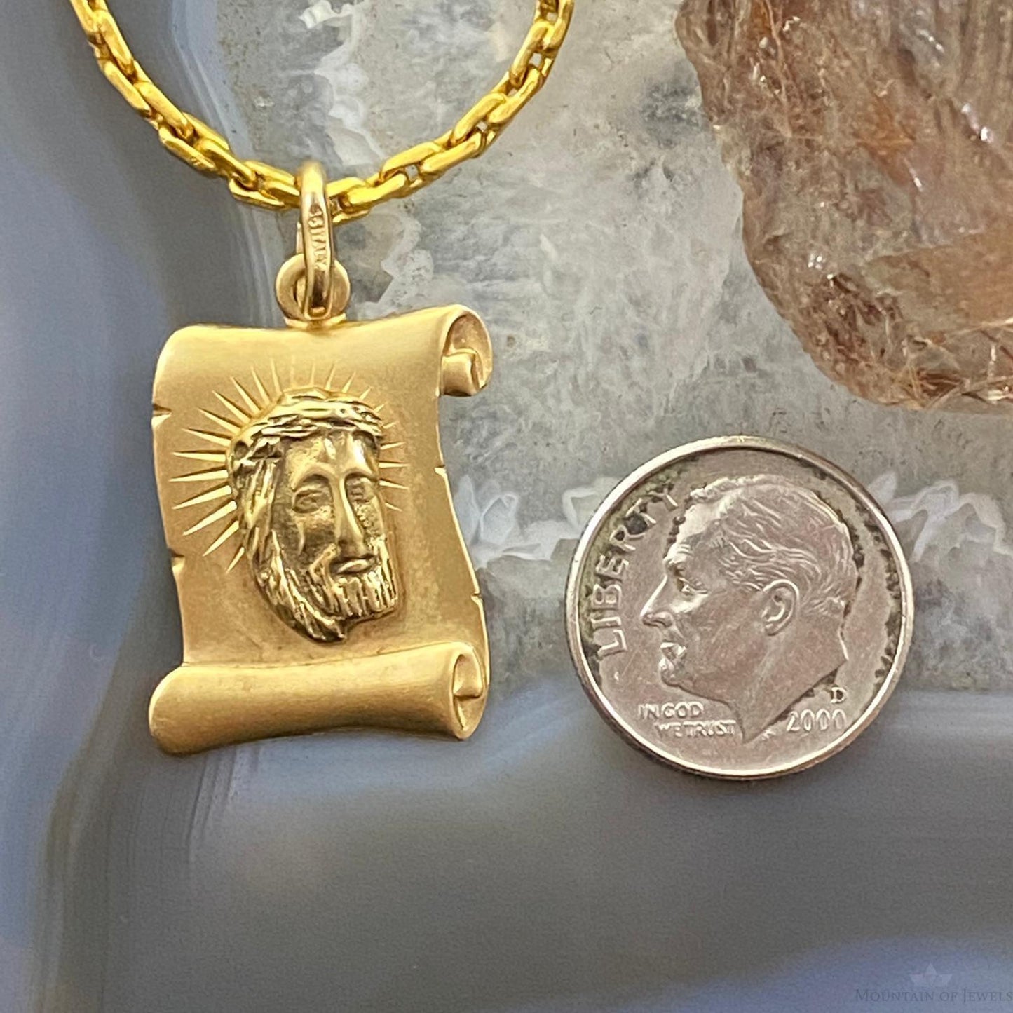 14K Yellow Gold Jesus and the Holy Scrolls Unisex Pendant