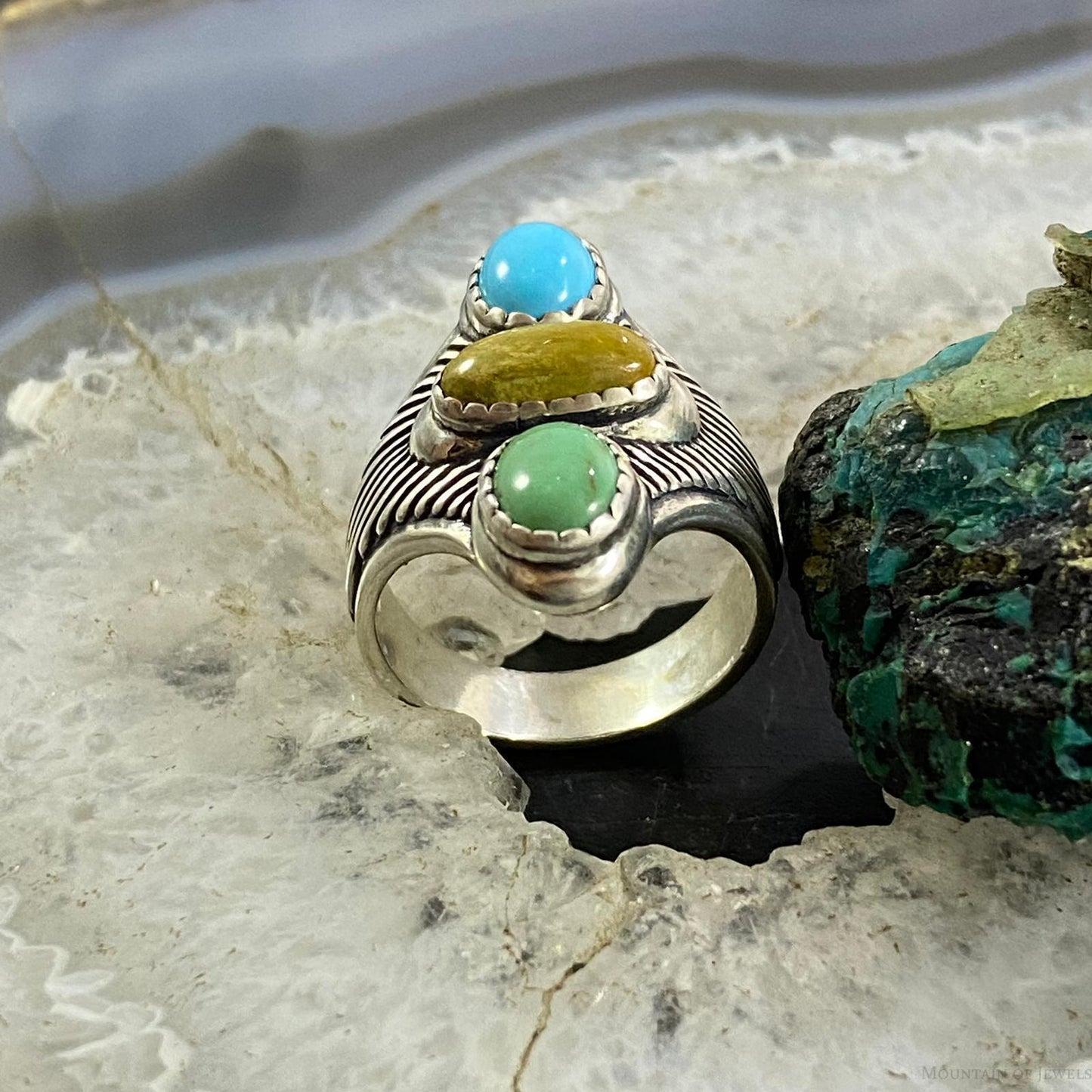 Carolyn Pollack Southwestern Style Sterling Assorted Turquoise Ring Sz Variety