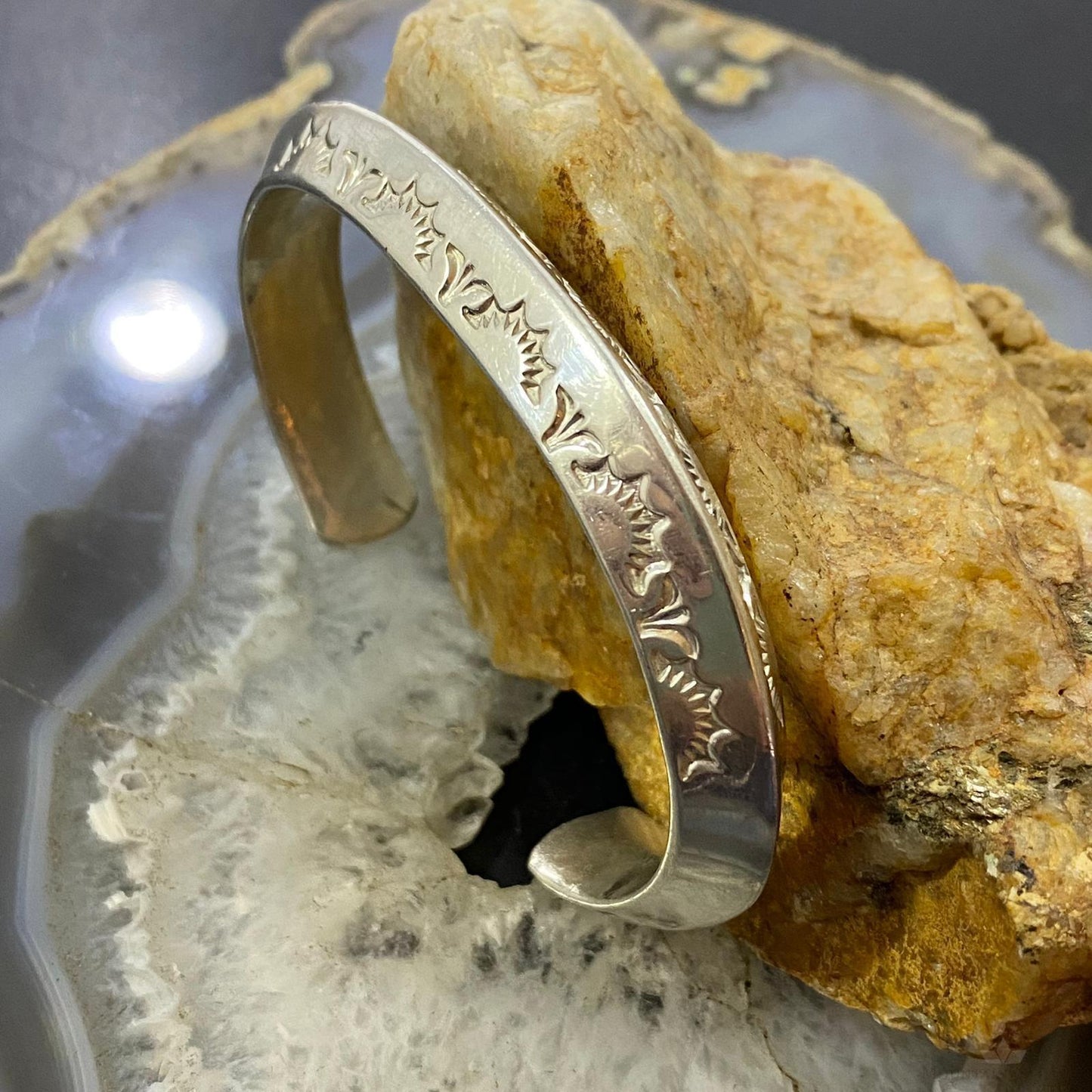 Jimmy Calabaza Vintage Native American Sterling Carinated Bracelet For Women