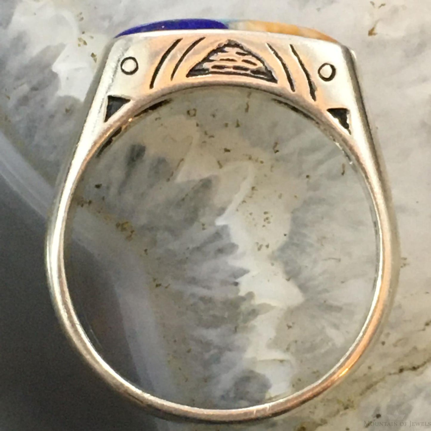 Carolyn Pollack Southwestern Style Sterling Silver Rectangle Multi-gemstone Inlay Ring For Women