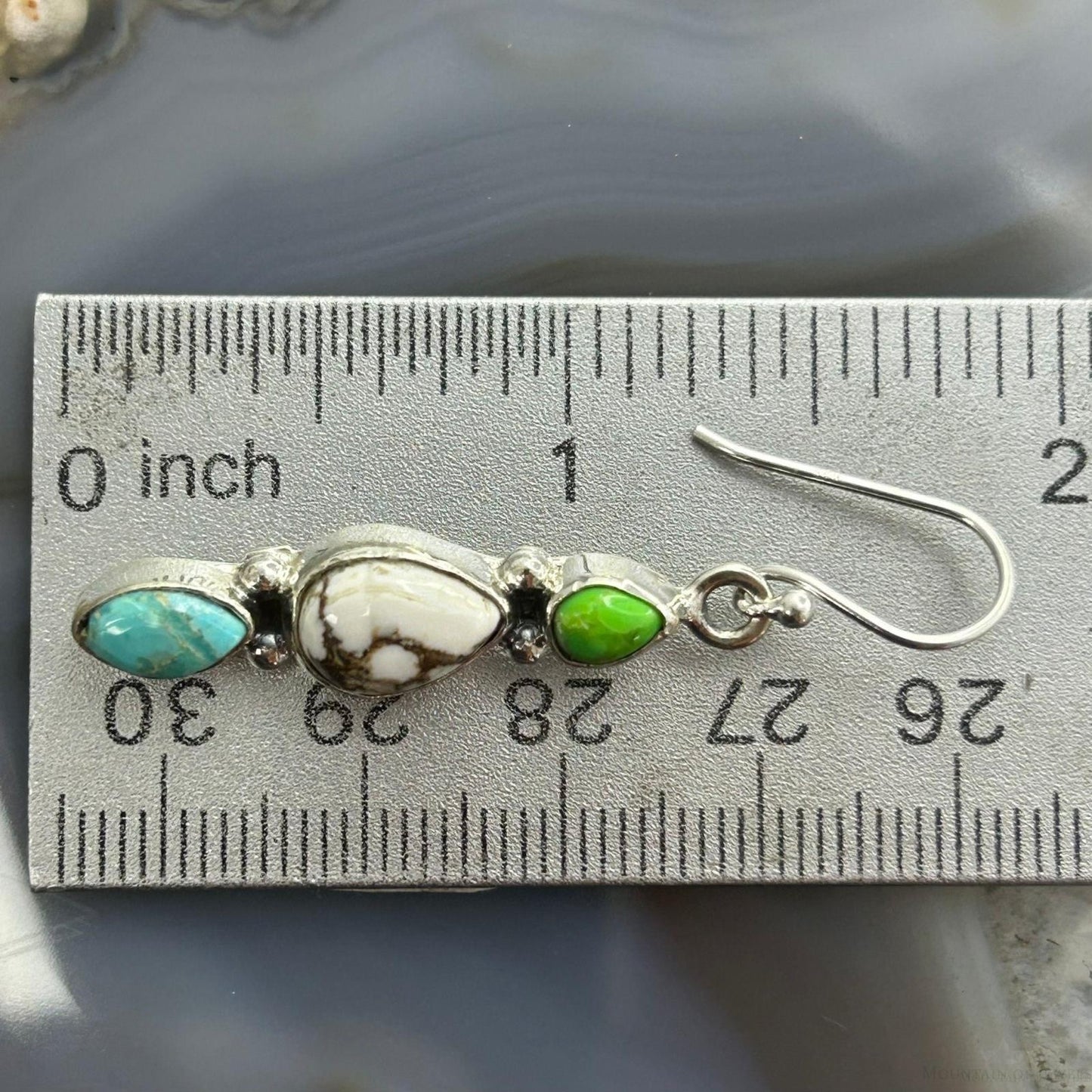 Sterling Silver Southwestern Style Multistone Dangle Earrings For Women #14
