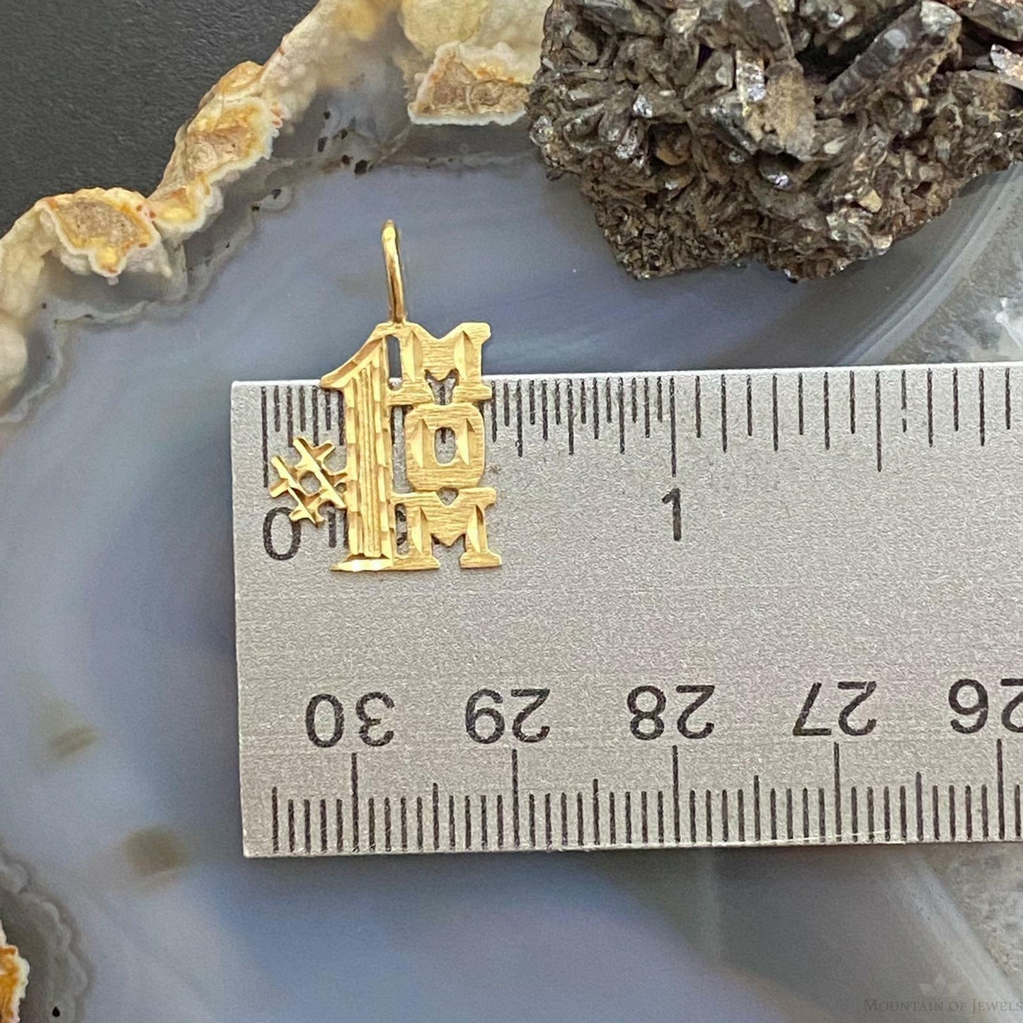 14K Yellow Gold "# 1 Mom" Charm For Women
